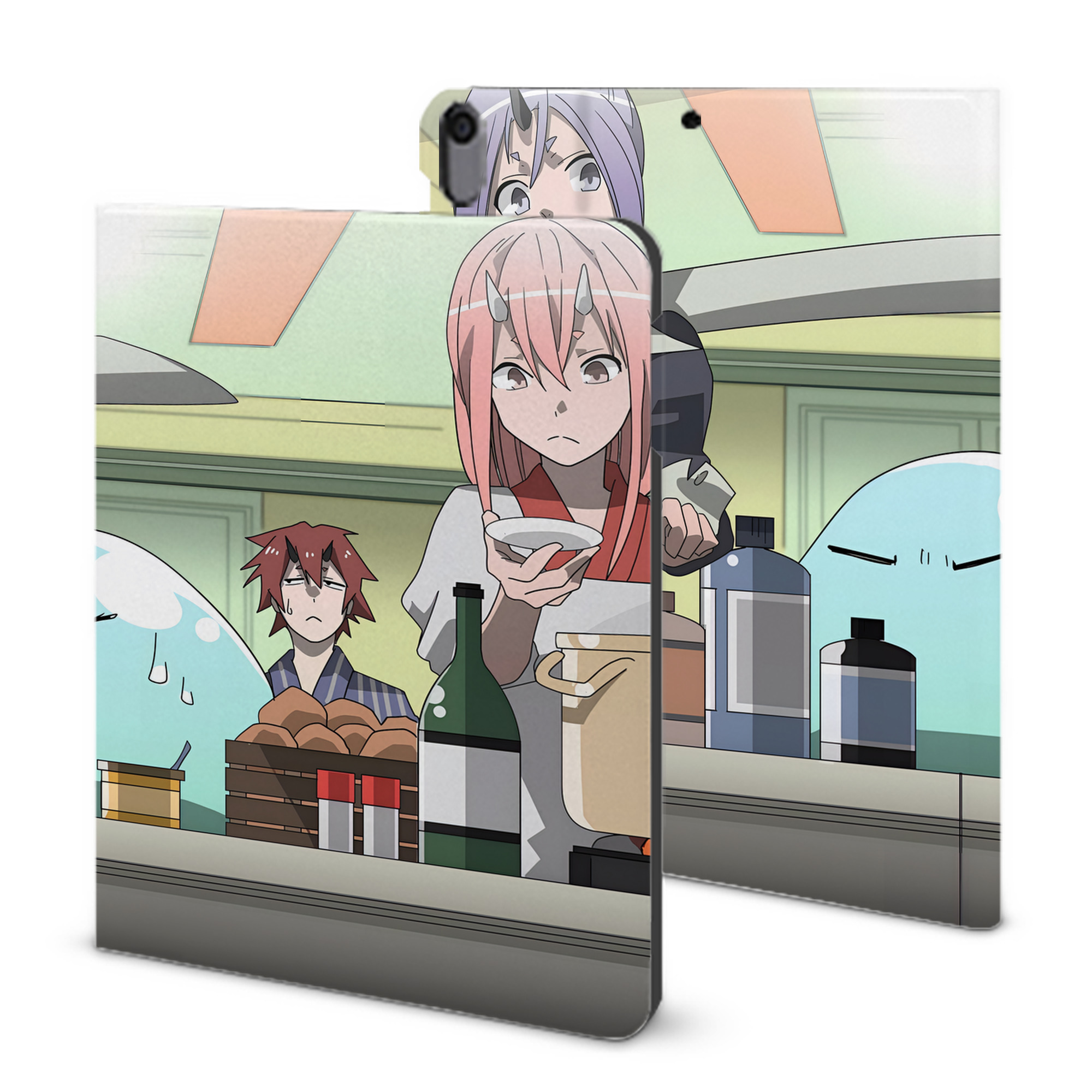 （画像用） 転スラ Regarding Reincarnated to Slime IPad ケース ブック型 PUレザー TPU 耐衝撃 軽量 薄型 ペン収納なし 全面保護 IPad 各モデル対応